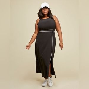 Glamour x Lane Bryant Black and White Apron Maxi Dress